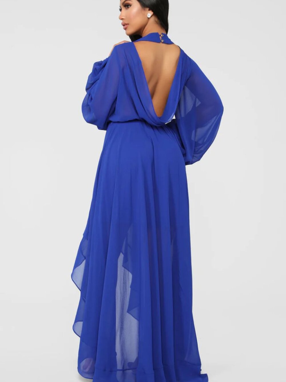 NWT Fashion Nova Royal Blue High Low Maxi Dress XS - Picture 2 of 5